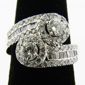 White Gold Double Halo Diamond Custom Ring