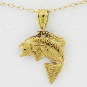 Yellow Gold Bass Pendant (facing left)