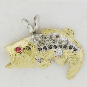 Yellow Gold Bass Pendant with Diamonds