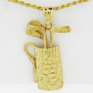 Yellow Gold Golf Clubs Custom Pendant