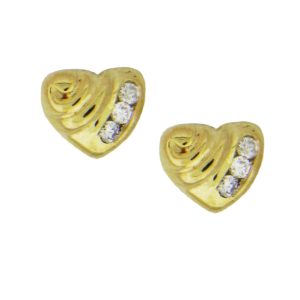 Yellow Gold Heart with Diamonds Custom Earrings