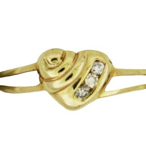 Yellow Gold Heart with Diamonds Custom Ring