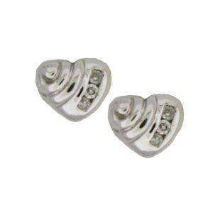 White Gold Heart and Diamond Earrings