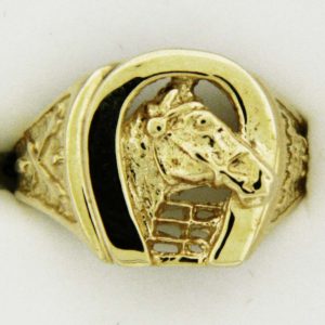 Yellow Gold Horse and Horseshoe Custom Ring