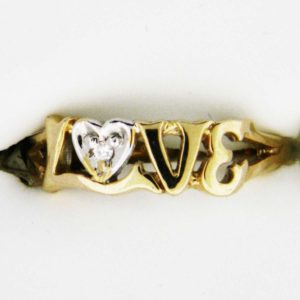 Yellow Gold Love with Diamond Custom Ring