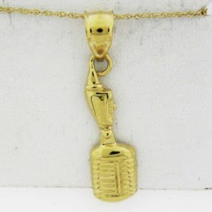 Yellow Gold Microphone Pendant (flat design)