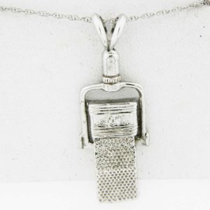 White Gold Microphone Pendant (square)