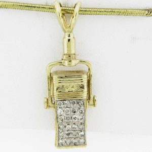 Yellow Gold Microphone Pendant with Diamonds