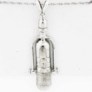 White Gold Microphone Pendant (rounded)