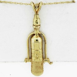 Yellow Gold Microphone Pendant (rounded)