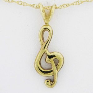 Yellow Gold Treble Clef Pendant (rounded)