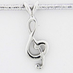 White Gold Treble Clef Pendant (rounded)