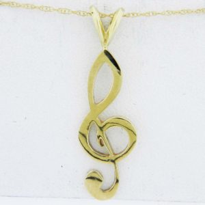 Yellow Gold Treble Clef Pendant (smooth)