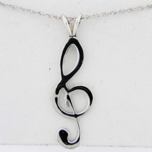 White Gold Treble Clef Pendant (smooth)