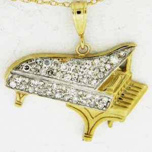 Yellow Gold Grand Piano Pendant with Diamonds