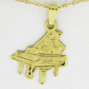 Yellow Gold Grand Piano Pendant (textured)