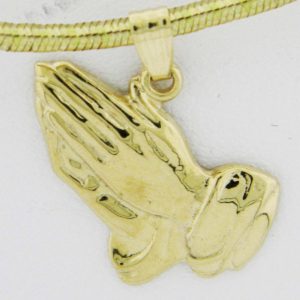 Yellow Gold Praying Hands Custom Pendant (defined)