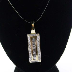 Yellow Gold Rectangle Diamond Custom Pendant